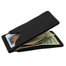 Load image into Gallery viewer, McClip - Black Leather Front Angle in Color 'Black Leather'
