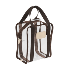Load image into Gallery viewer, Clear Shag Bag - Espresso Webbing Front Angle in Color 'Espresso Webbing'