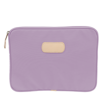 Load image into Gallery viewer, 15" Computer Case - Lilac Coated Canvas Front Angle in Color 'Lilac Coated Canvas'