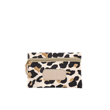 Load image into Gallery viewer, Pouch - Leopard Coated Canvas Front Angle in Color 'Leopard Coated Canvas'