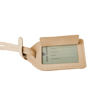 Load image into Gallery viewer, Luggage Tag - Natural Leather Front Angle in Color 'Natural Leather'