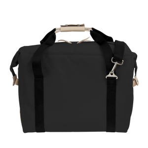 Large Cooler - Black Coated Canvas Front Angle in Color 'Black Coated Canvas'