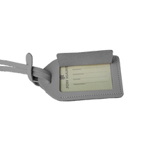 Load image into Gallery viewer, Luggage Tag - Steel Leather Front Angle in Color 'Steel Leather'
