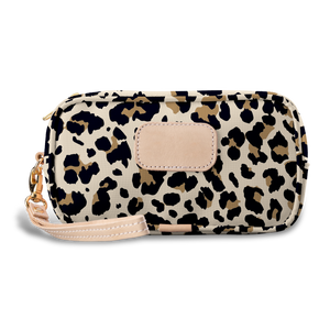 Wristlet - Leopard Coated Canvas Front Angle in Color 'Leopard Coated Canvas'