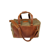 Load image into Gallery viewer, JH Duffel - Khaki Canvas Front Angle in Color 'Khaki Canvas'