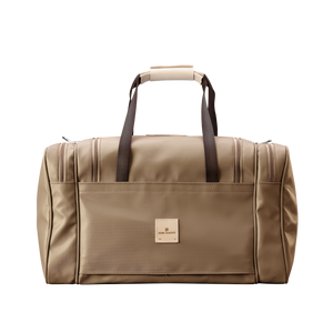 Medium Square Duffel - Saddle Coated Canvas Front Angle in Color 'Saddle Coated Canvas'
