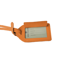 Load image into Gallery viewer, Luggage Tag - Orange Leather Front Angle in Color &#39;Orange Leather&#39;

