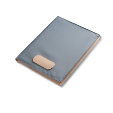 Load image into Gallery viewer, Quality made in America durable coated canvas and natural leather folder padfolio with pockets and notepad to personalize with initials or monogram