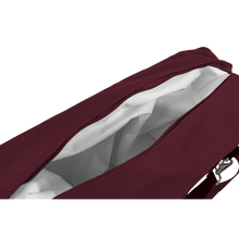 Load image into Gallery viewer, Large Cooler - Burgundy Coated Canvas Front Angle in Color 'Burgundy Coated Canvas'