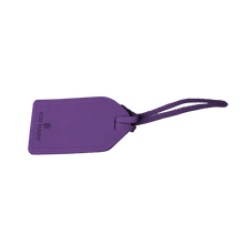 Load image into Gallery viewer, Luggage Tag - Plum Leather Front Angle in Color 'Plum Leather'