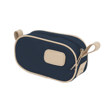 Load image into Gallery viewer, Junior Shave Kit - Navy Coated Canvas Front Angle in Color 'Navy Coated Canvas'