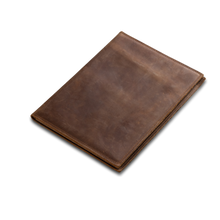 Load image into Gallery viewer, Quality made in America oiled leather folder padfolio with pockets and notepad to personalize with initials or monogram