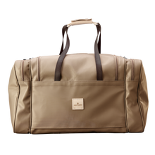 Load image into Gallery viewer, Large Square Duffel - Saddle Coated Canvas Front Angle in Color 'Saddle Coated Canvas'