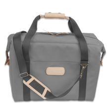 Load image into Gallery viewer, Quality made in America insulated durable coated canvas large cooler with leather patch to personalize with initials or monogram