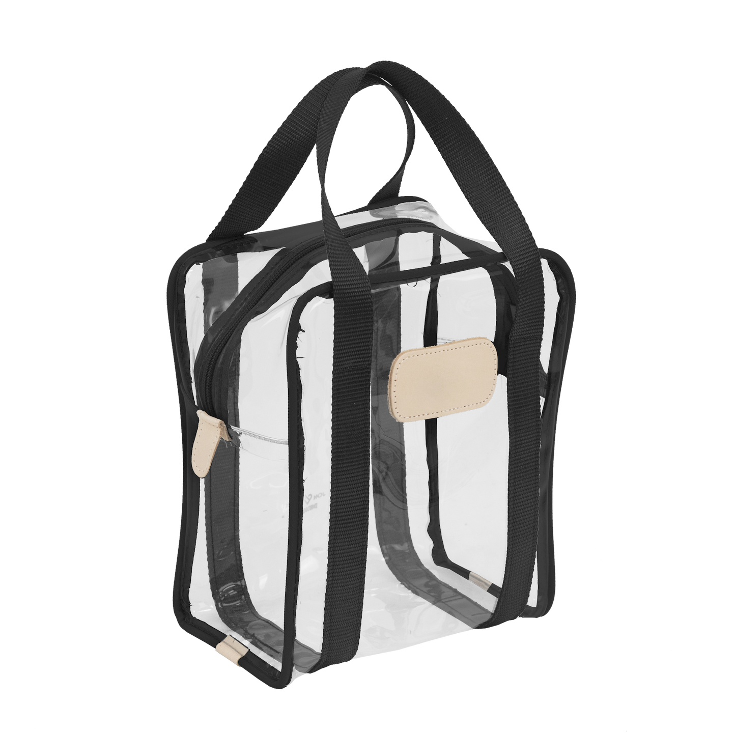 Clear Shag Bag - Black Webbing Front Angle in Color 'Black Webbing'