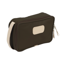 Load image into Gallery viewer, Small Travel Kit - Espresso Coated Canvas Front Angle in Color 'Espresso Coated Canvas'