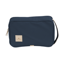 Load image into Gallery viewer, Small Travel Kit - Navy Coated Canvas Front Angle in Color 'Navy Coated Canvas'