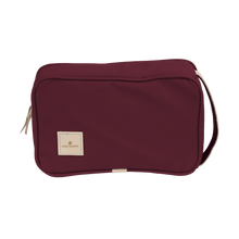 Load image into Gallery viewer, Small Travel Kit - Burgundy Coated Canvas Front Angle in Color 'Burgundy Coated Canvas'