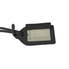 Load image into Gallery viewer, Luggage Tag - Black Leather Front Angle in Color 'Black Leather'