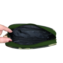 Load image into Gallery viewer, Wristlet - Classic Camo Coated Canvas Front Angle in Color 'Classic Camo Coated Canvas'