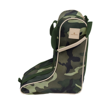 Load image into Gallery viewer, Boot Bag - Classic Camo Coated Canvas Front Angle in Color 'Classic Camo Coated Canvas'