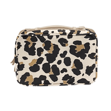 Load image into Gallery viewer, Large Travel Kit - Leopard Coated Canvas Front Angle in Color 'Leopard Coated Canvas'