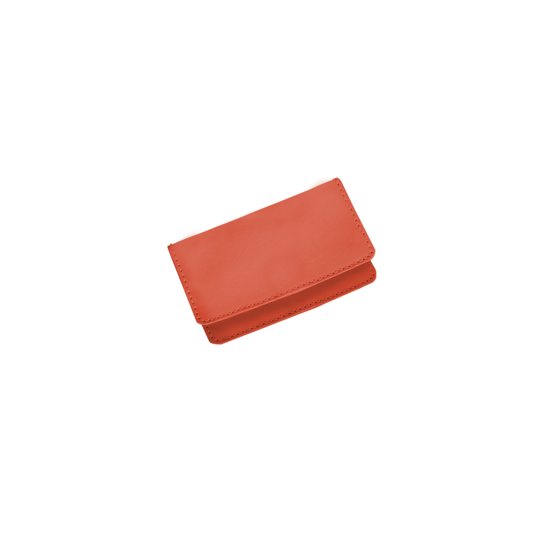 Card Case - Salmon Leather Front Angle in Color 'Salmon Leather'