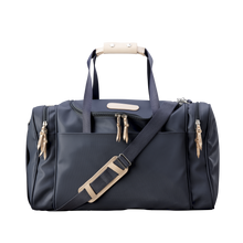Load image into Gallery viewer, Medium Square Duffel - Charcoal Coated Canvas Front Angle in Color 'Charcoal Coated Canvas'