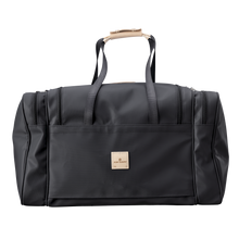 Load image into Gallery viewer, Large Square Duffel - Black Coated Canvas Front Angle in Color 'Black Coated Canvas'