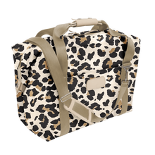 Load image into Gallery viewer, Large Cooler - Leopard Coated Canvas Front Angle in Color 'Leopard Coated Canvas'