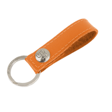 Load image into Gallery viewer, Key Ring - Orange Leather Front Angle in Color 'Orange Leather'