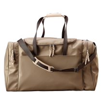 Load image into Gallery viewer, Large Square Duffel - Saddle Coated Canvas Front Angle in Color 'Saddle Coated Canvas'