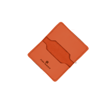 Load image into Gallery viewer, Card Case - Orange Leather Front Angle in Color 'Orange Leather'