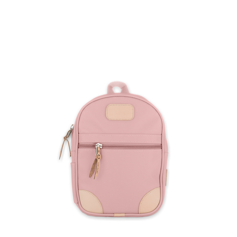 Quality made in America durable coated canvas small backpack for children and toddlers with leather patch to personalize with initials or monogram