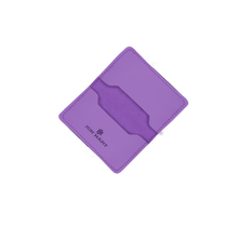 Load image into Gallery viewer, Card Case - Plum Leather Front Angle in Color 'Plum Leather'