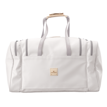 Load image into Gallery viewer, Large Square Duffel - White Coated Canvas Front Angle in Color 'White Coated Canvas'