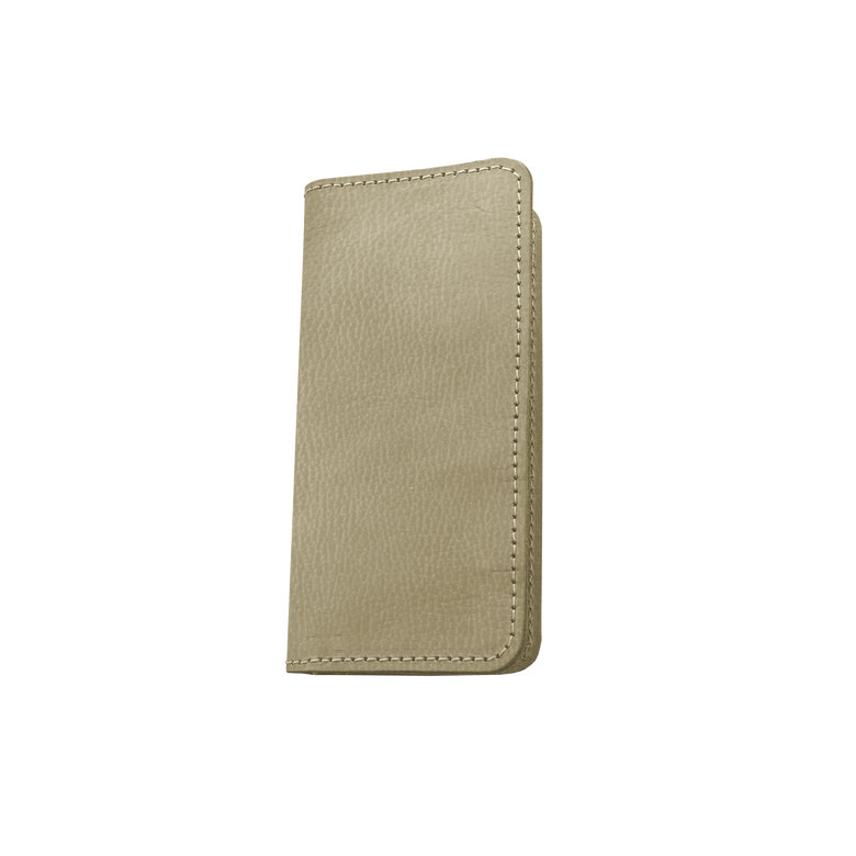Wood Wallet - Champagne Leather Front Angle in Color 'Champagne Leather'