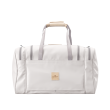 Load image into Gallery viewer, Medium Square Duffel - White Coated Canvas Front Angle in Color 'White Coated Canvas'