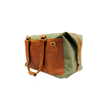 Load image into Gallery viewer, JH Duffle - Olive Canvas Front Angle in Color 'Olive Canvas'