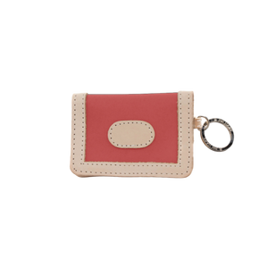 ID Wallet - Coral Coated Canvas Front Angle in Color 'Coral Coated Canvas'