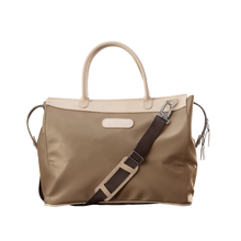 Load image into Gallery viewer, Burleson Bag - Saddle Coated Canvas Front Angle in Color 'Saddle Coated Canvas'