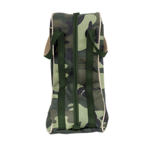 Load image into Gallery viewer, Boot Bag - Classic Camo Coated Canvas Front Angle in Color 'Classic Camo Coated Canvas'