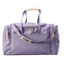 Load image into Gallery viewer, Large Square Duffel - Lilac Coated Canvas Front Angle in Color 'Lilac Coated Canvas'