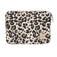 Load image into Gallery viewer, 13&quot; Computer Case - Leopard Coated Canvas Front Angle in Color &#39;Leopard Coated Canvas&#39;
