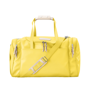 Medium Square Duffel - Lemon Coated Canvas Front Angle in Color 'Lemon Coated Canvas'