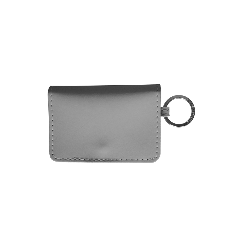 Leather ID Wallet - Steel Leather Front Angle in Color 'Steel Leather'