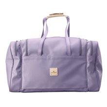 Load image into Gallery viewer, Large Square Duffel - Lilac Coated Canvas Front Angle in Color 'Lilac Coated Canvas'