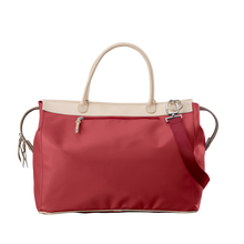 Load image into Gallery viewer, Burleson Bag - Red Coated Canvas Front Angle in Color &#39;Red Coated Canvas&#39;
