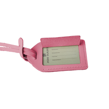Load image into Gallery viewer, Luggage Tag - Hot Pink Leather Front Angle in Color &#39;Hot Pink Leather&#39;
