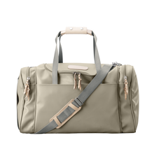 Load image into Gallery viewer, Medium Square Duffel - Tan Coated Canvas Front Angle in Color 'Tan Coated Canvas'